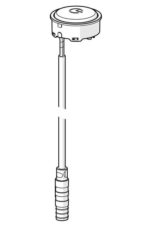 Druckknopf von HANSA mit einem runden Kopf und einem schlanken Körper, an einem Anschluss befestigt. Das Design ist funktional und für verschiedene Anwendungen geeignet.